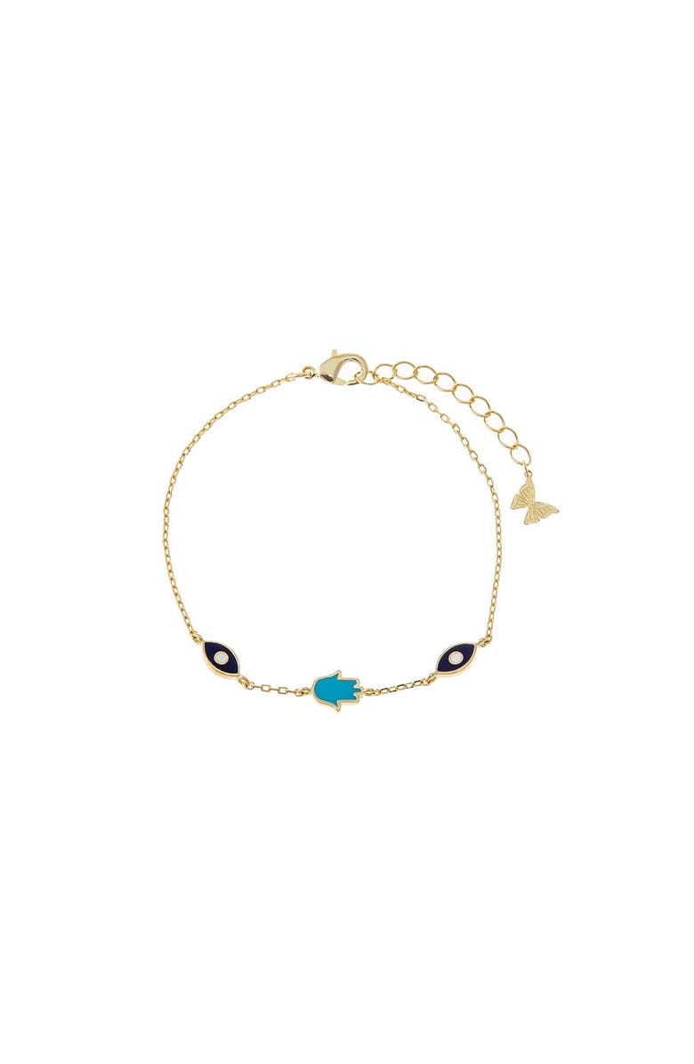 BY ADINA EDEN Enamel Evil Eye and Hamsa Bracelet, Main, color, Turquoise