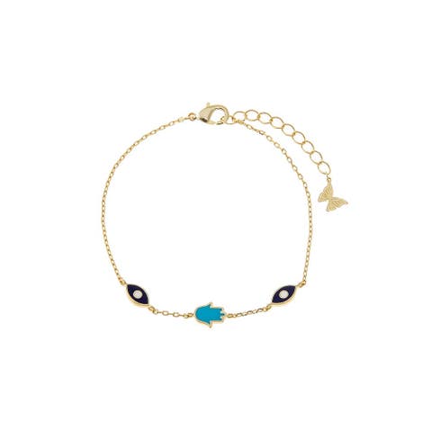 Enamel Evil Eye and Hamsa Bracelet