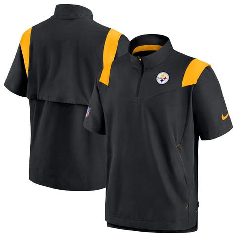 Men's Nike Black Pittsburgh Steelers Sideline Coaches Chevron Lockup Pullover Top