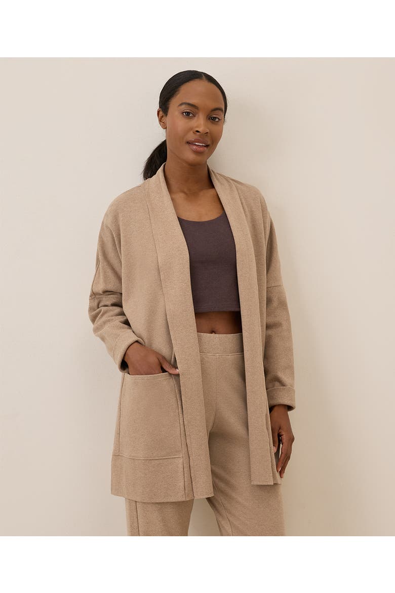 Organic Cotton Airplane Wrap Cardigan, Main, color, Sesame Heather
