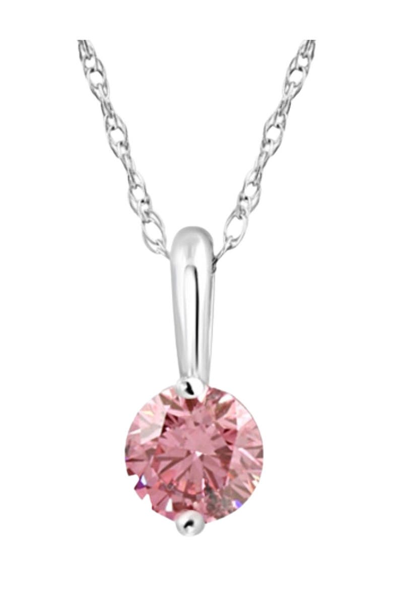 Bliss Diamond 1/4Ct Pink Diamond Solitaire Pendant 14k Gold 18" Necklace Lab Grown, Main, color, 