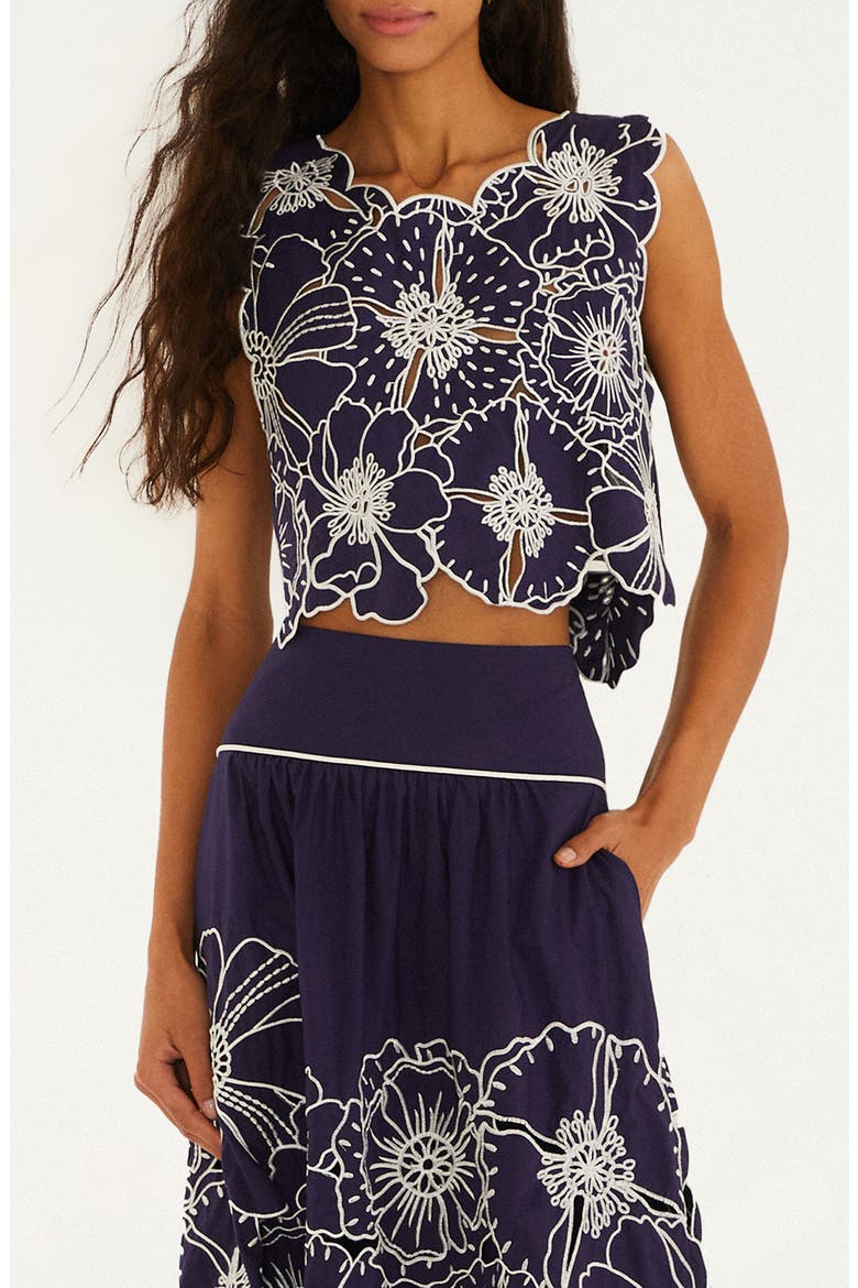 Richelieu Floral Embroidered Top, Main, color, BLUE