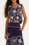 FARM Rio Richelieu Floral Embroidered Top