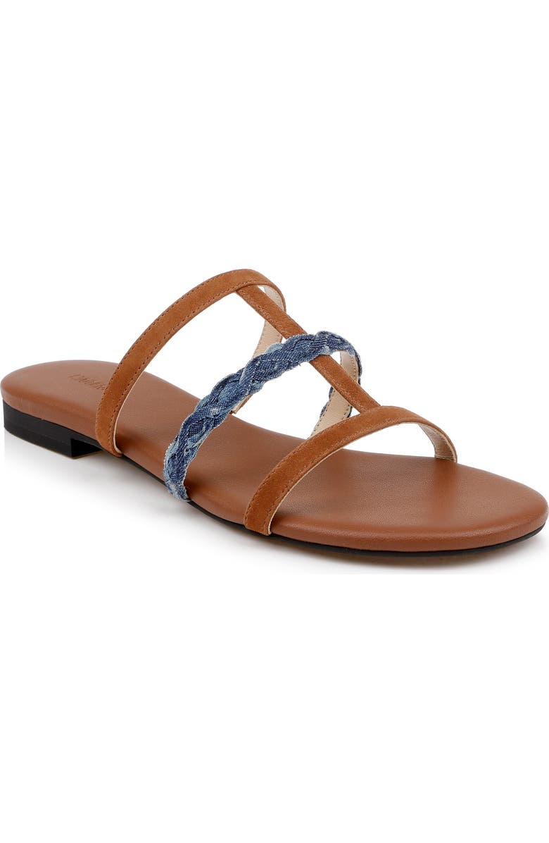 L'AGENCE Hennie Slide Sandal, Main, color, Cognac Suede