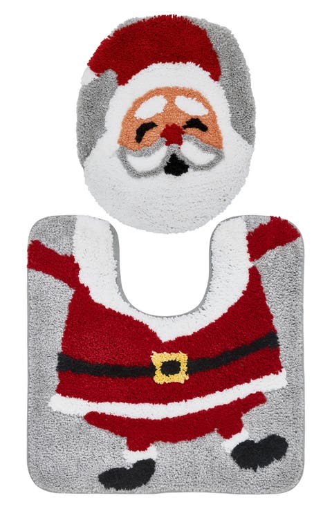 Santa Holiday 2-Piece Set Bath Mat