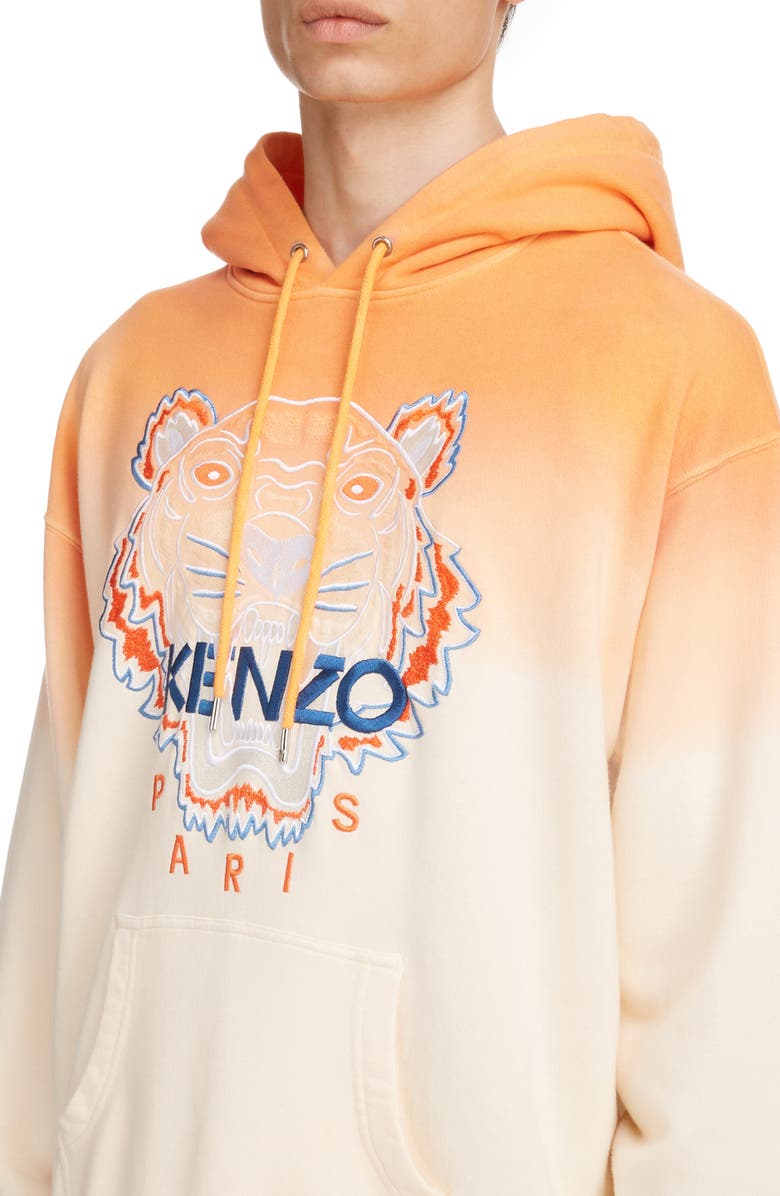 KENZO Dip Dye Tiger Embroidered Oversize Hooded Sweatshirt, Alternate, color, 