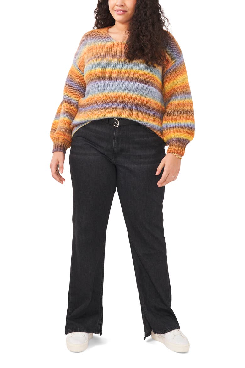 Roving Stripe Sweater, Alternate, color, CITRUS SPICE