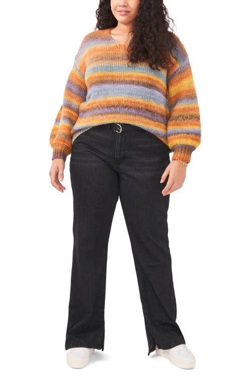 Vince Camuto Plus Size Cozy Space Dye V-neck Sweater In Multi