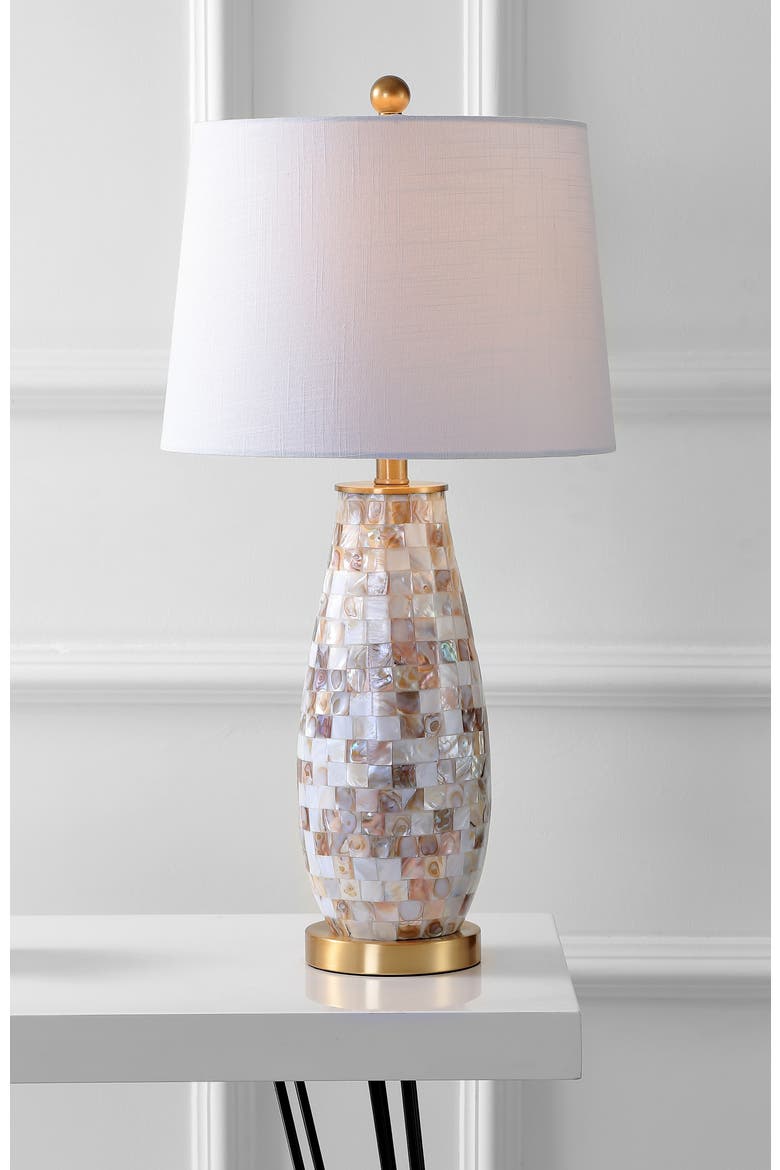 Jocelyn 28" Seashell LED Table Lamp, Natural, Alternate, color, Natural/Brass Gold