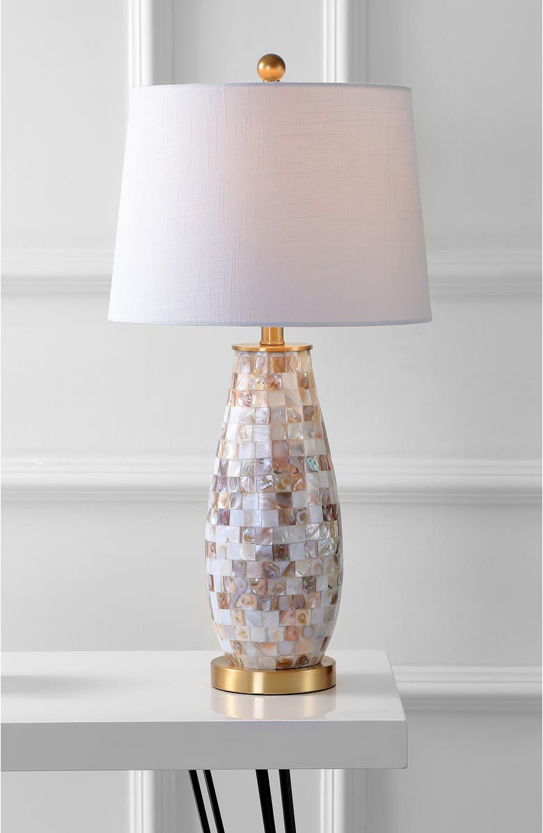 JONATHAN Y Jocelyn 28" Seashell LED Table Lamp, Natural, Alternate, color, Natural/Brass Gold