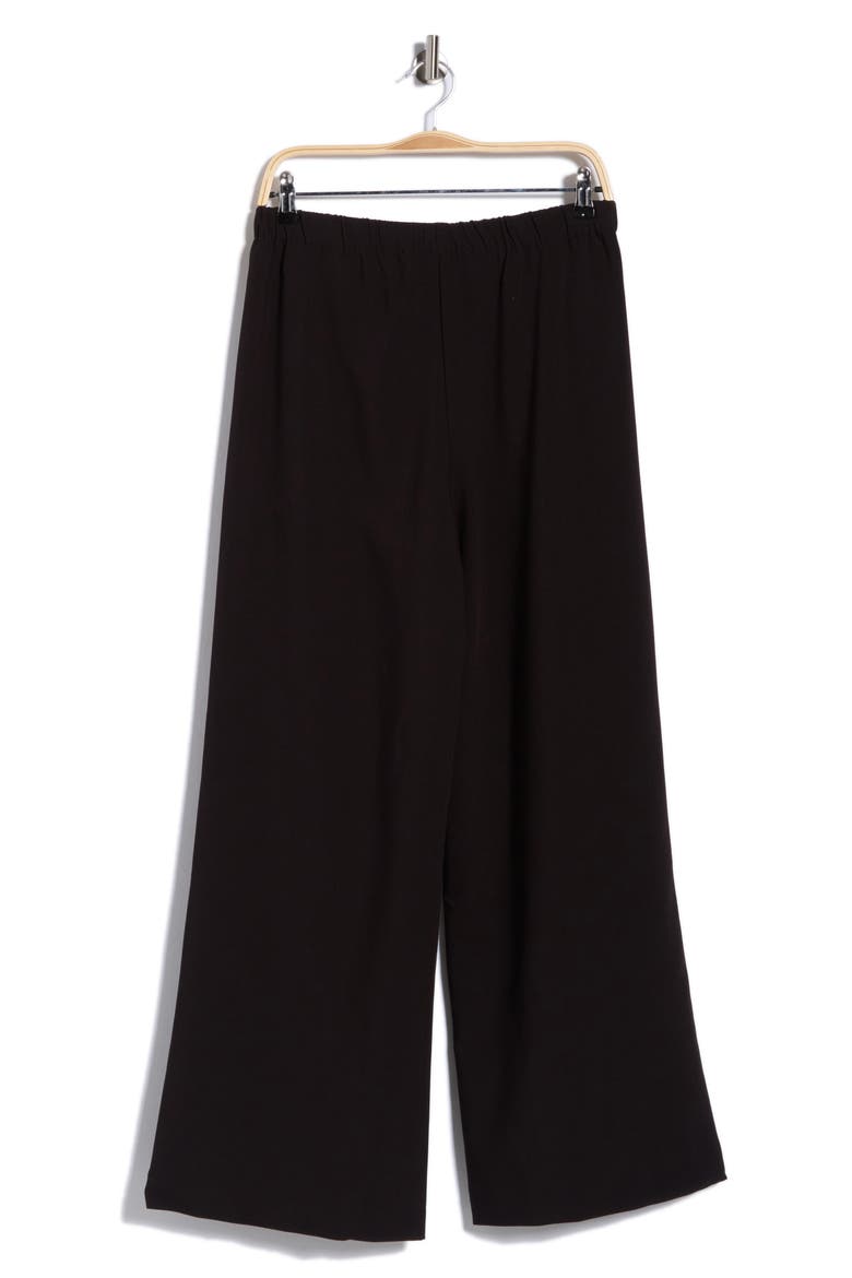 Pull On Wide Leg Crepe Pants, Alternate, color, BLACK