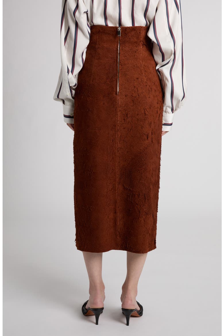 Distressed High Waist Suede Pencil Skirt, Alternate, color, BROWN