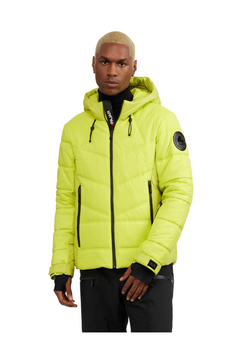 Thebe Mixed Media Ski Jacket with Fixed Hood, Main, color, Neo Green