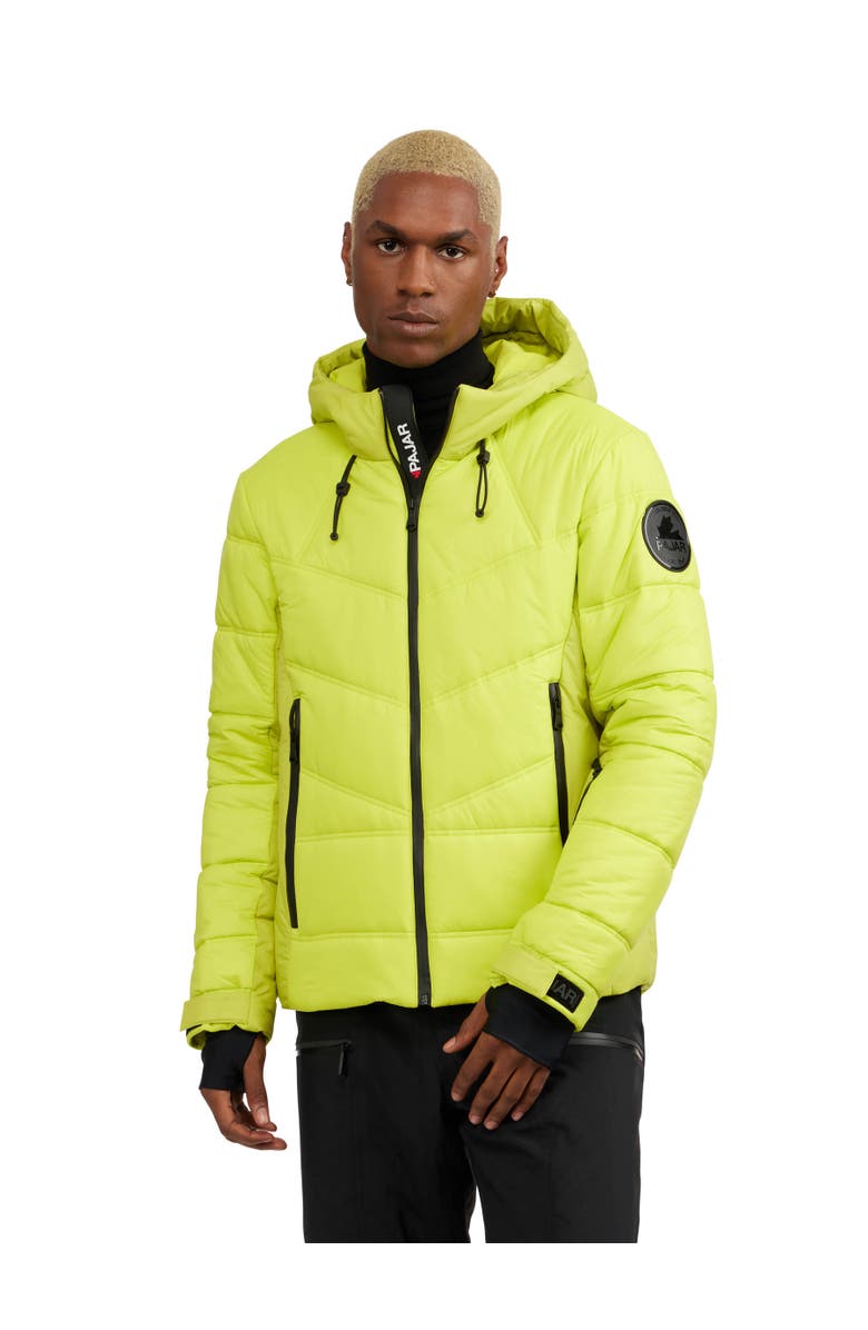 Pajar Thebe Mixed Media Ski Jacket with Fixed Hood, Main, color, Neo Green