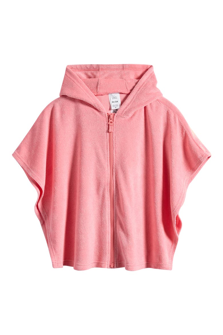 Kids' Cotton Blend Hooded Towel Poncho, Main, color, PINKLET