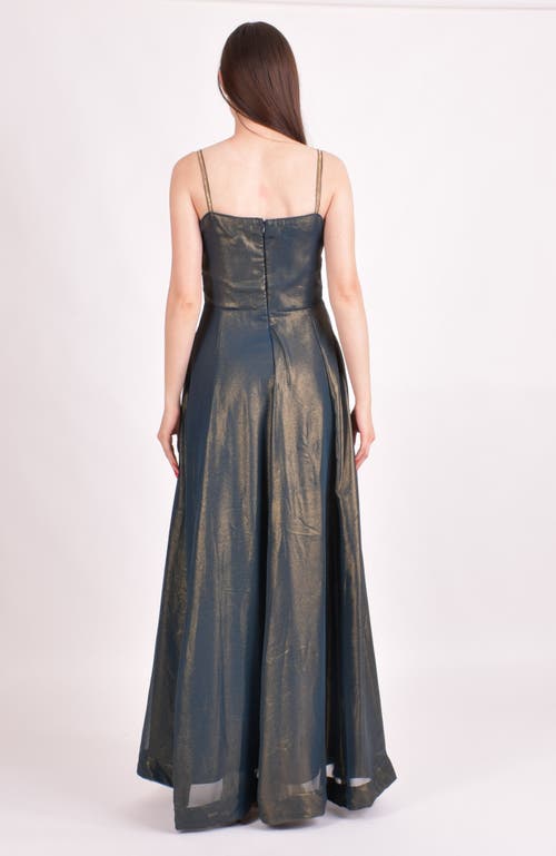 Raas Adair Shimmer Saree Gown In Green