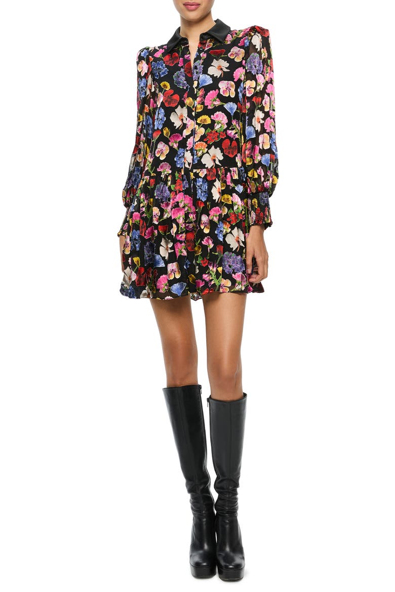 Bertha Floral Long Sleeve Mini Shirtdress, Main, color, TIMELESS BLOSSOM