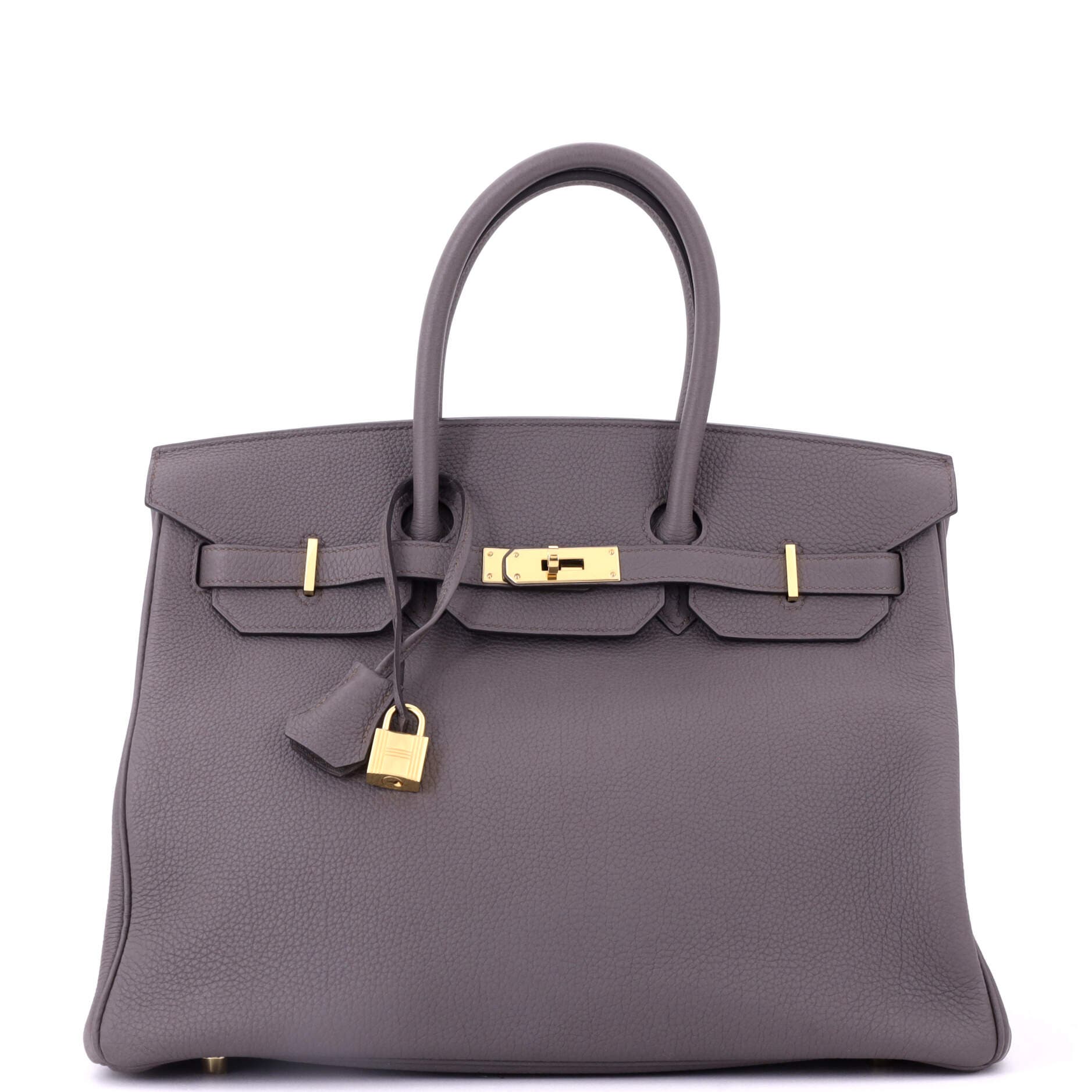 Pre-Owned Hermes Birkin Handbag Grey Togo with Gold Hardware 35, Main, color, 