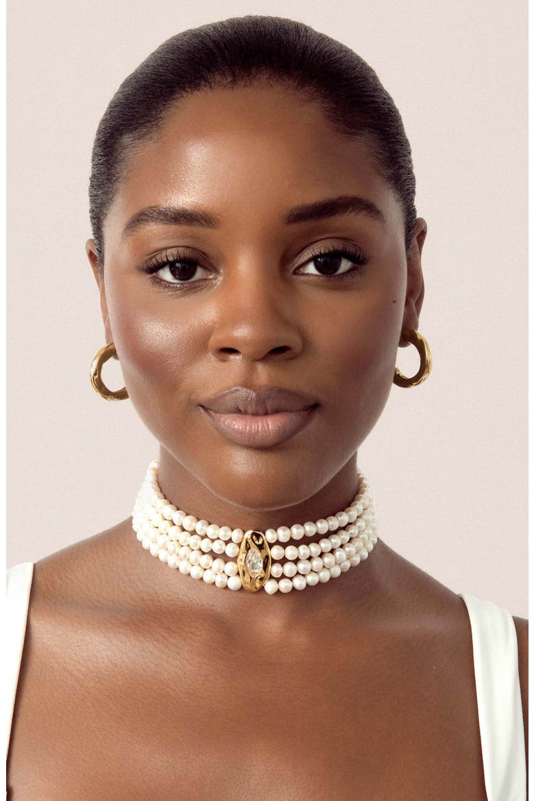 Freshwater Pearl Luxe Choker Necklace, Main, color, GOLD