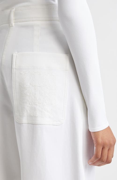 Shop Max Mara Mina Wide Leg Crop Stretch Denim Trousers In White
