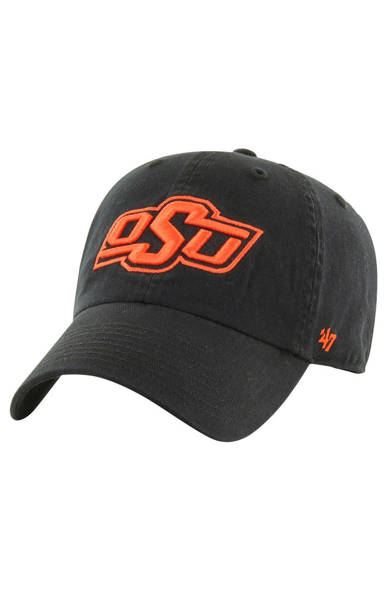 '47 Men's '47 Black Oklahoma State Cowboys Vintage Clean Up Adjustable Hat, Main, color, 