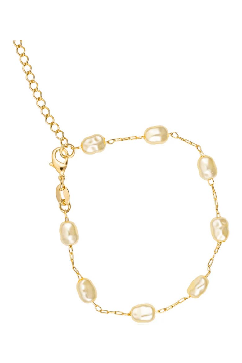 x SHARINA Faux Pearl Station Bracelet, Main, color, GOLD