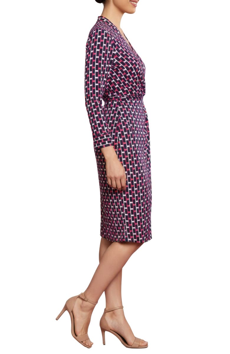 London Times Twist Front Draped Sheath Dress, Alternate, color, Pink/ Navy