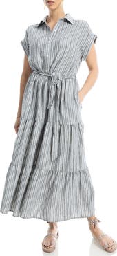 MAX STUDIO Cap Sleeve Maxi Shirtdress