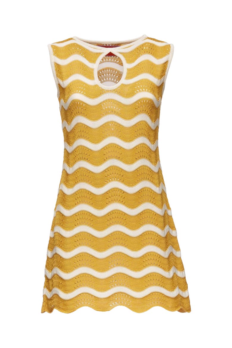 Wavy Mini Dress Avorio / Giallo, Alternate, color, Avorio / Giallo