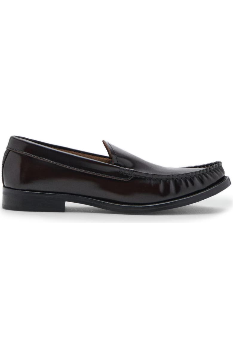 MANGO Gathered Moc Toe Loafer, Alternate, color, Chocolate