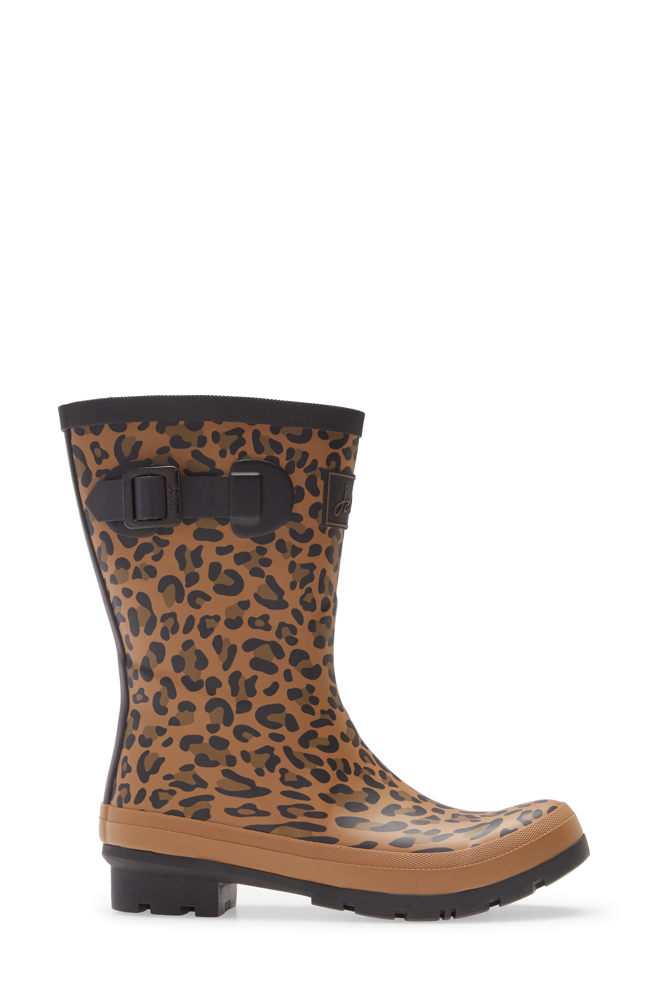 Molly Floral Print Welly Waterproof Rain Boot, Alternate, color, TAN LEOPARD