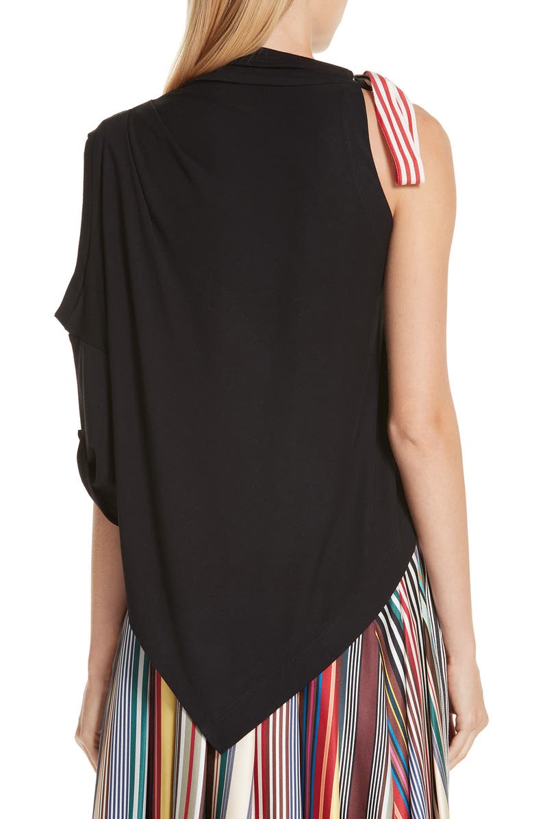 MONSE One-Shoulder Handkerchief Hem Knit Top, Alternate, color,