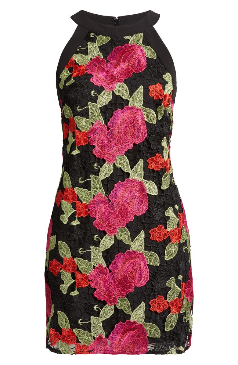Sam Edelman Black Cherry Floral Embroidery Minidress, Alternate, color, Pink/ Green