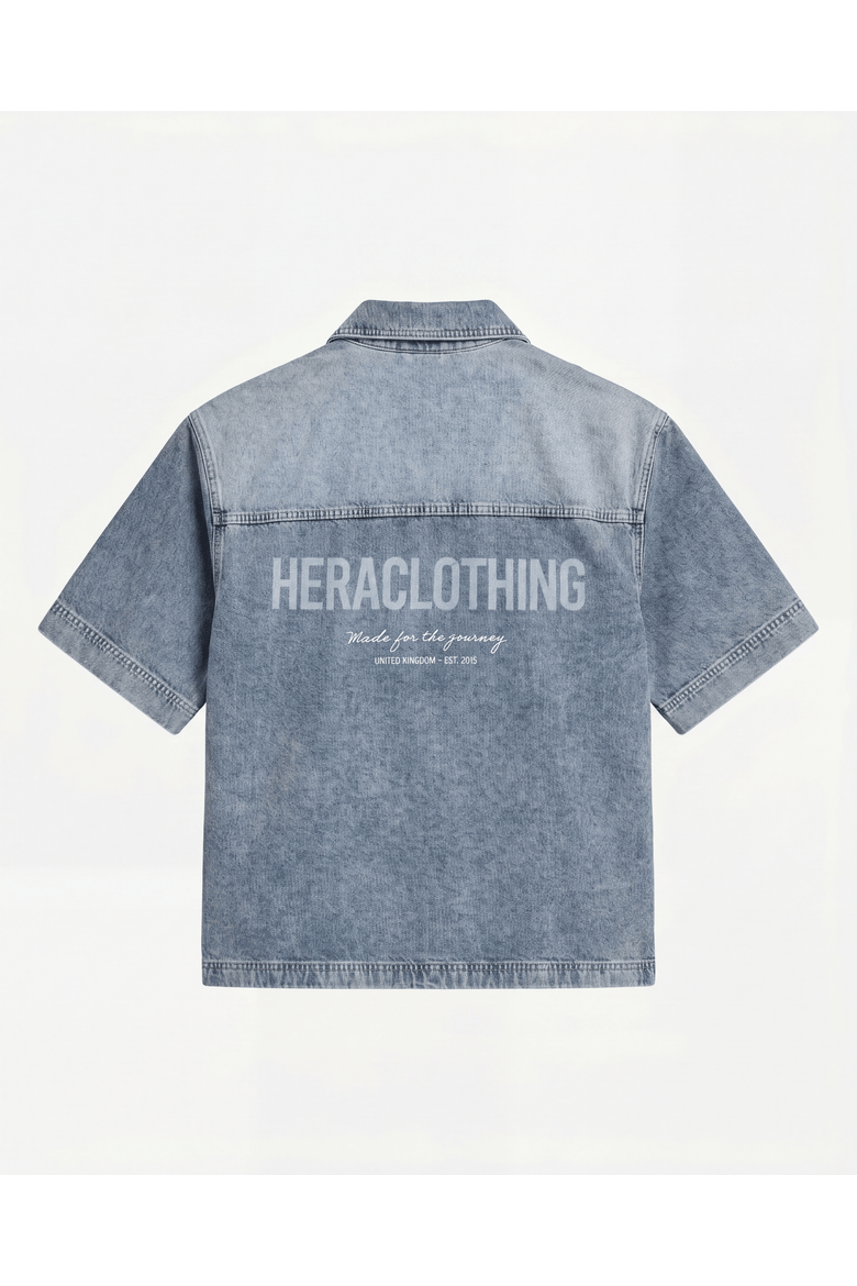 Denim Short Sleeve Oversized Shirt, Alternate, color, Mid Wash