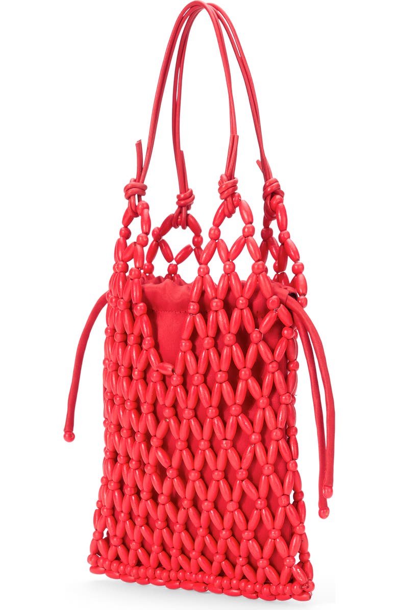 STAUD Karla Wood Beaded Shoulder Bag, Alternate, color, Red Rose