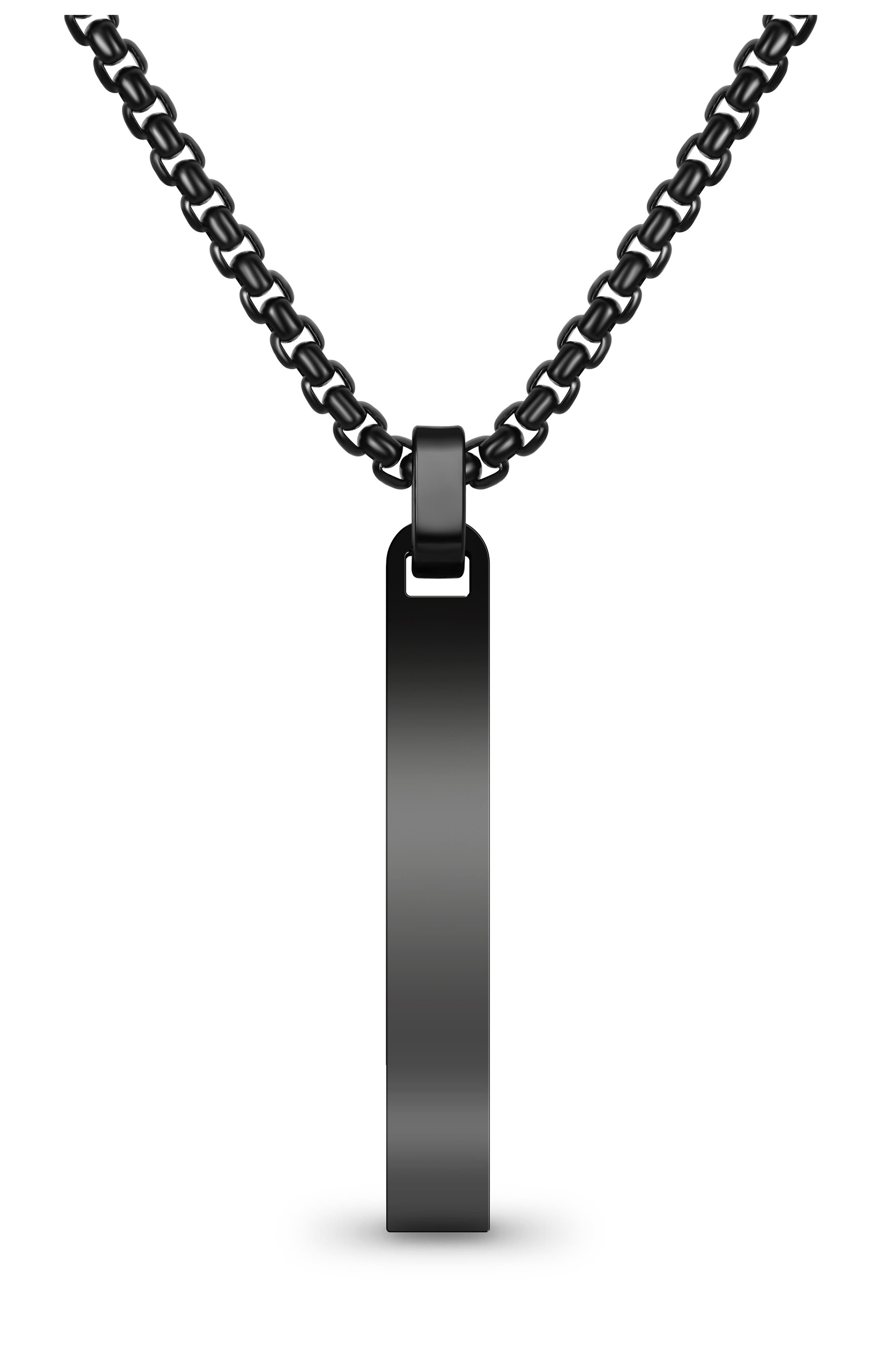 Men's Flat Vertical Bar Pendant Necklace