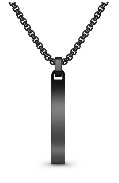 Men's Flat Vertical Bar Pendant Necklace