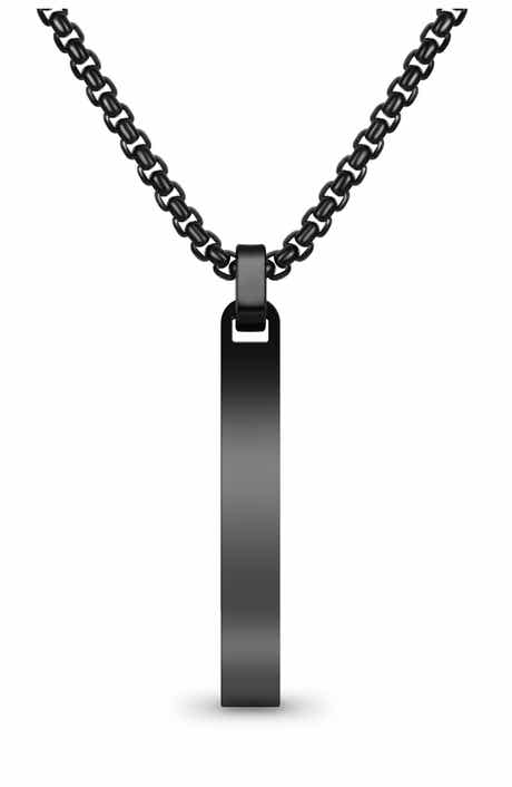 Men's Flat Vertical Bar Pendant Necklace