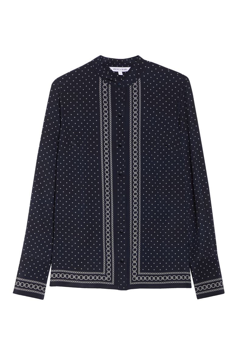 Johnson Mixed Print Stretch Silk Button-Up Shirt, Alternate, color, NAVY MULTI