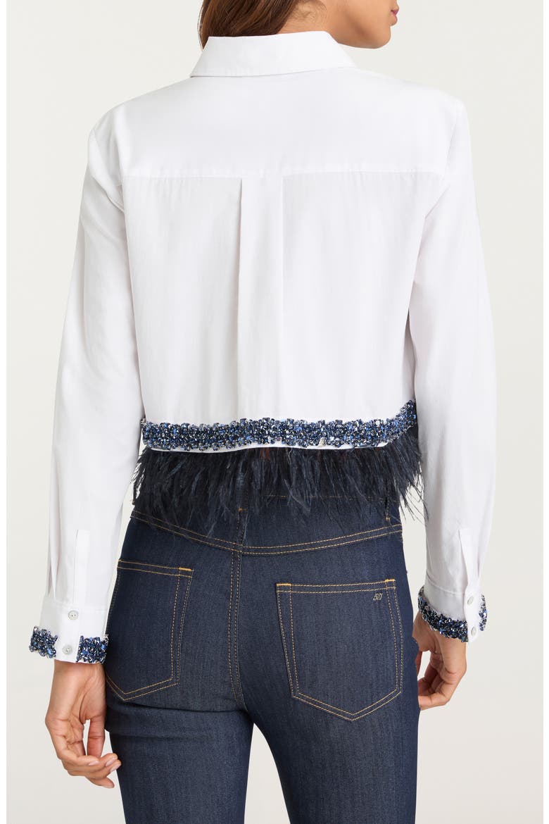 Sylvan Feather Sequin Crop Shirt, Alternate, color, WHITE/ BLUEBELL