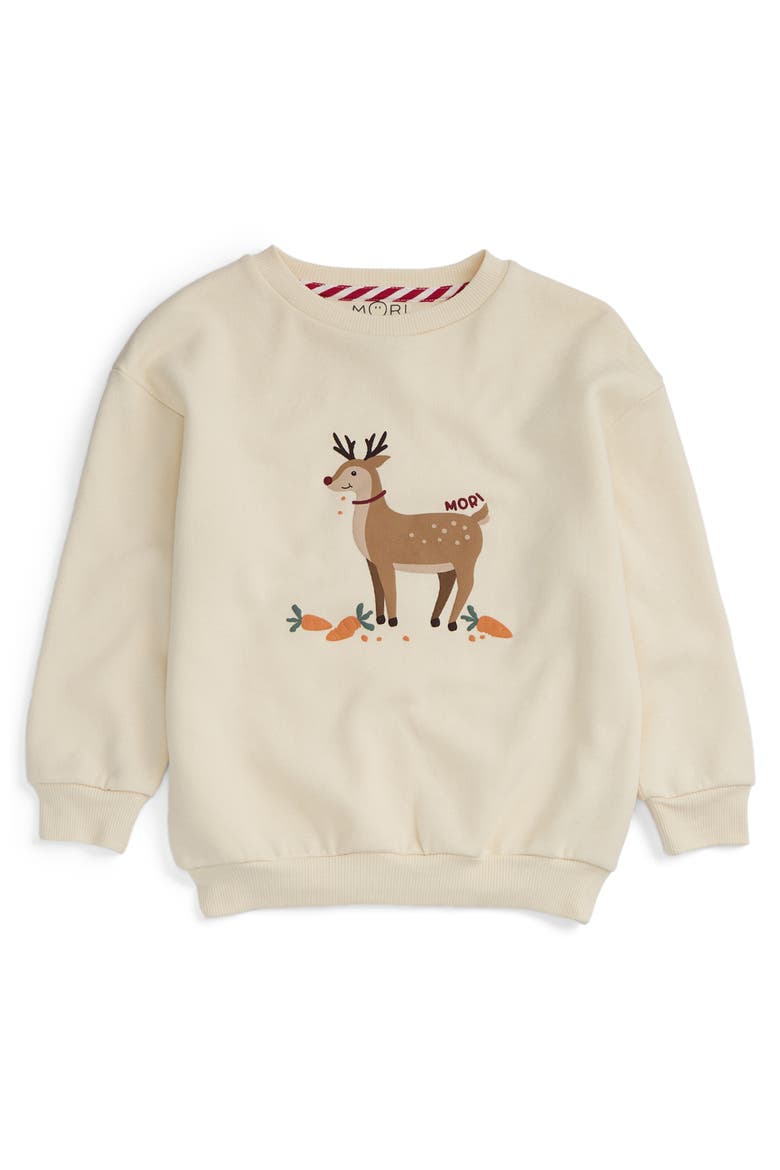Reindeer Sweatshirt, Main, color, Reindeer & Cream