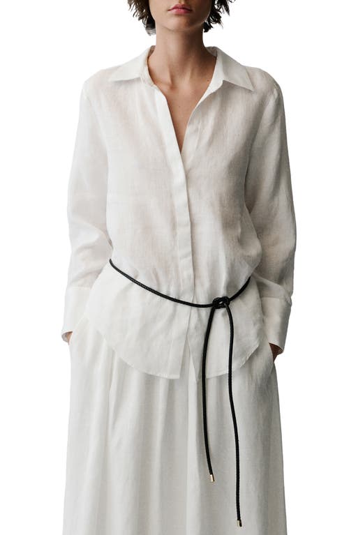 Mango Linen Shirt In White