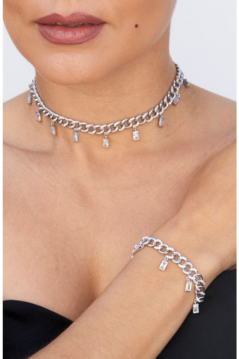 Curb Chain Fringe Necklace, Alternate, color, WHITE