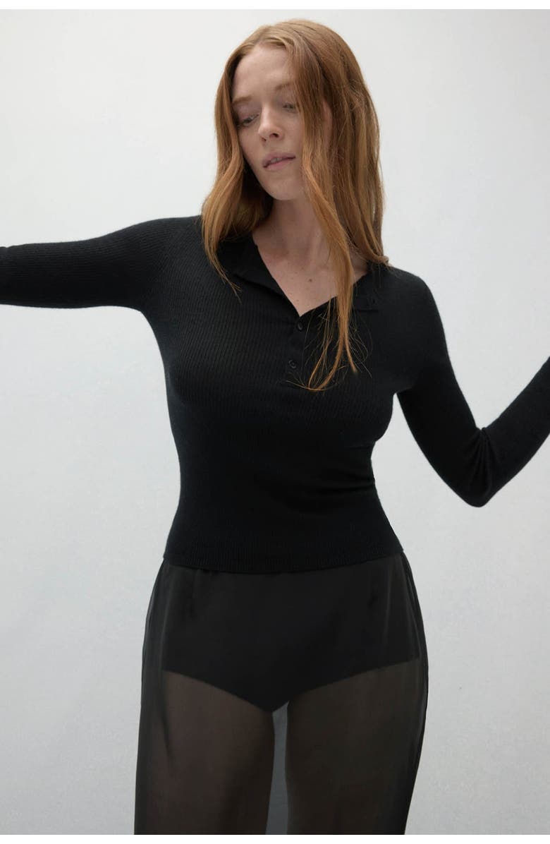NAKED CASHMERE Marlowe Cashmere Henley, Alternate, color, Black