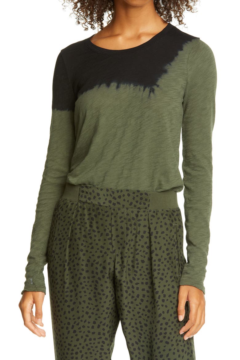 Destroyed Wash Slub Jersey Tee, Main, color, IVY/ BLACK COMBO