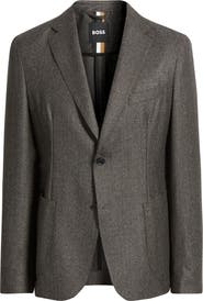 BOSS Hanry Slim Fit Brown Microcheck Virgin Wool Sport Coat