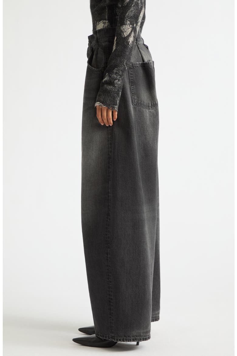 Pleated Waistband Wide Leg Jeans, Alternate, color, WILSON BLACK