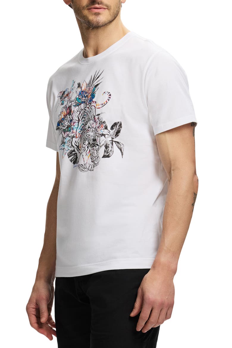 Jungle Tiger Knit Graphic T-Shirt, Alternate, color, WHITE