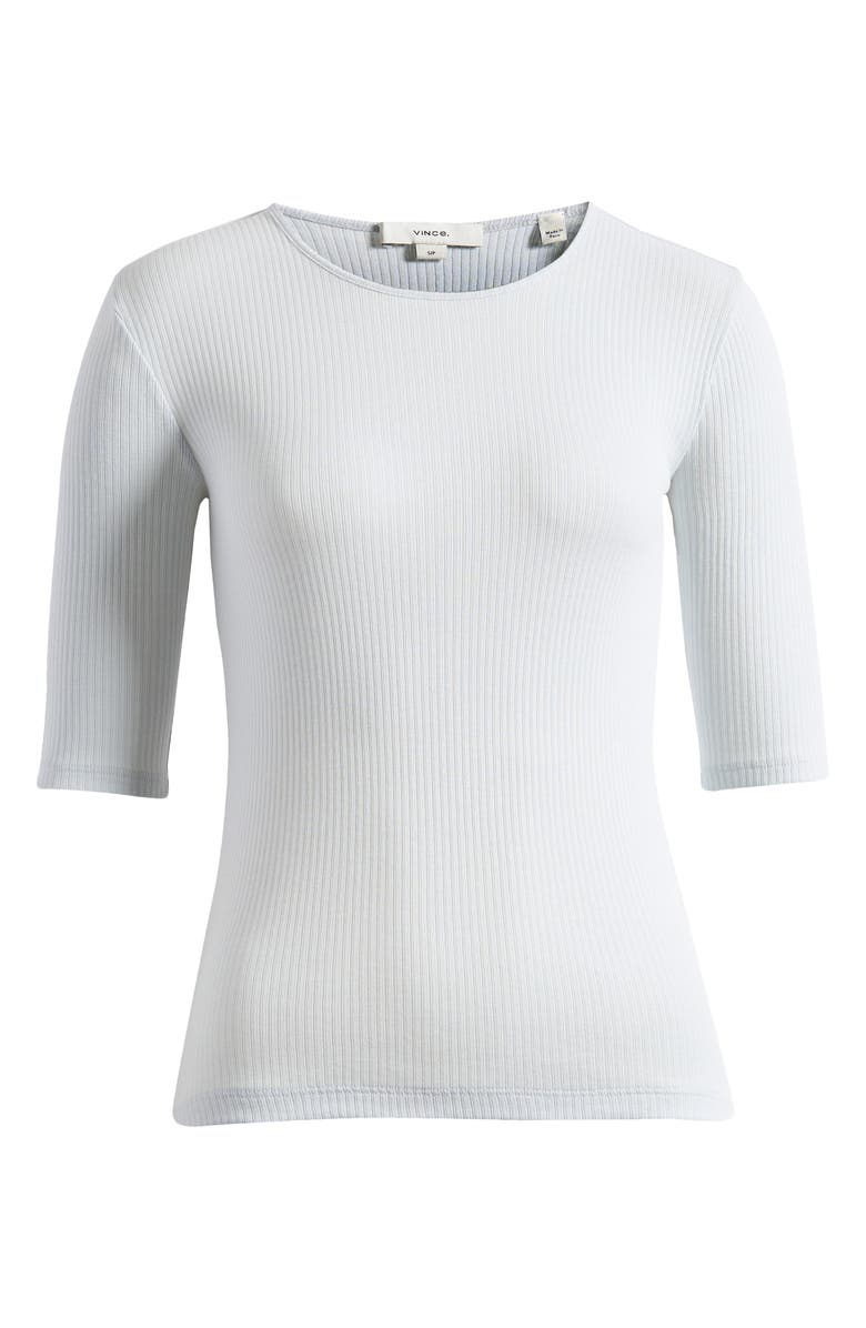 Vince Rib Elbow Sleeve Cotton Top, Alternate, color, Opal Grey