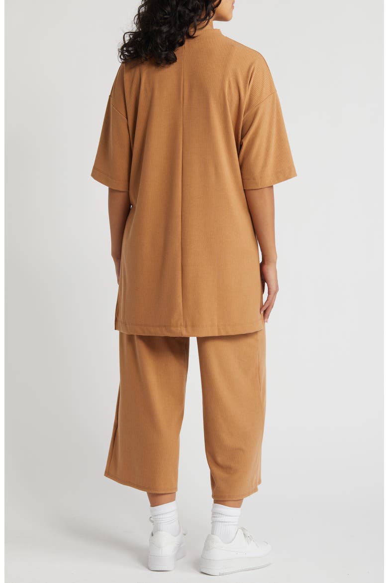 Lex Rib Oversize T-Shirt & High Waist Crop Pants, Alternate, color, SUNTAN